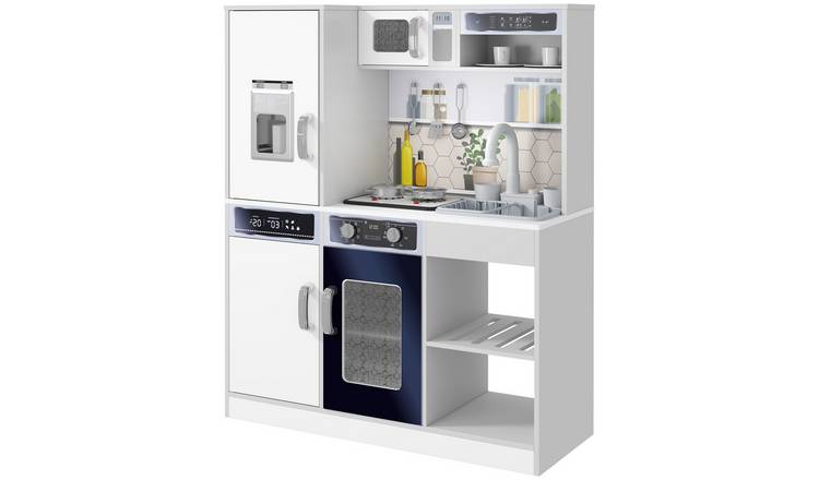 AIYAPLAY Sounds Lights Stove Coffee Maker Fridge Kids Play Kitchen - White