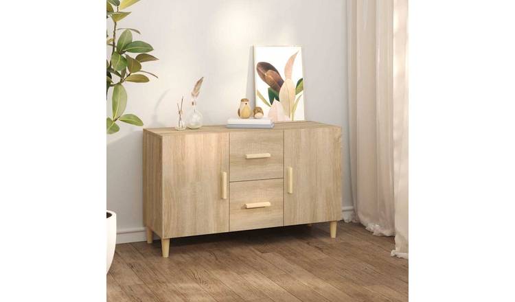 Walplus Engineered Wood 2 Drawers Sideboard - Sonoma Oak - 100 x 36 x 60 cm