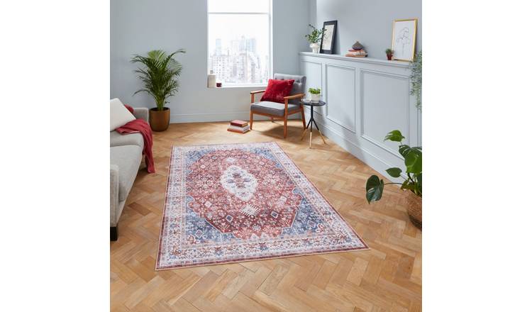 Mega Flooring Red Traditional Bordered Rug - 120 x 170cm