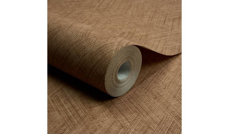 Grandeco Yuno Geometric Fabric Diamond Weave Textured Wallpaper - Terracotta