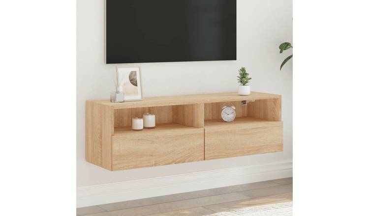 Walplus Engineered Wood TV Wall Unit - Light Oak - 100 x 30 x 30 cm