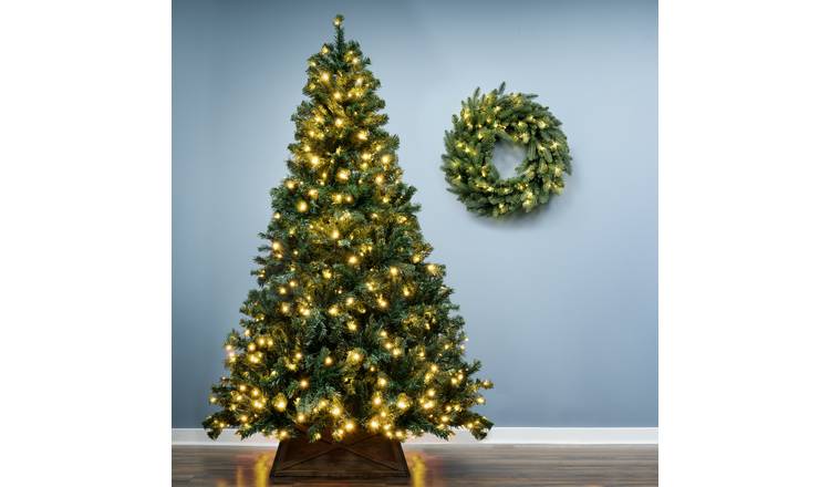 Christmas Tree World 1.4m Pre-Lit Vanda Verde Fir Christmas Tree