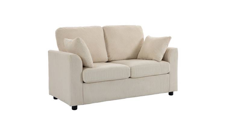 HOMCOM 2 Seater Corduroy Small Sofa with Spring Cushion - Beige