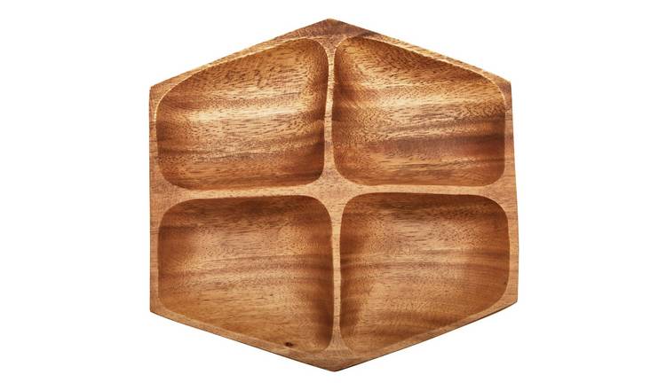 Orsina Kora Small Four Section Serving Dish in Acacia Wood