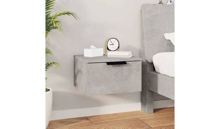 Walplus Wall Mounted Bedside Cabinet - Stone Grey - 34 x 30 x 20 cm