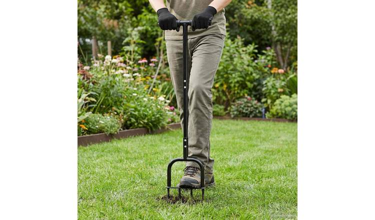 Walplus Plastic Lawn Aerator Tool - Black - 95 x 27 cm