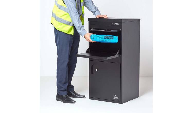 Smart Parcel Box Galvanised Steel Extra Large Secure Delivery Box - Black