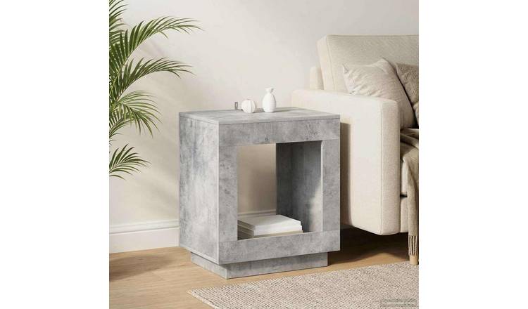 Walplus Engineered Wood Side Table - Concrete Grey - 60 x 40 x 65 cm