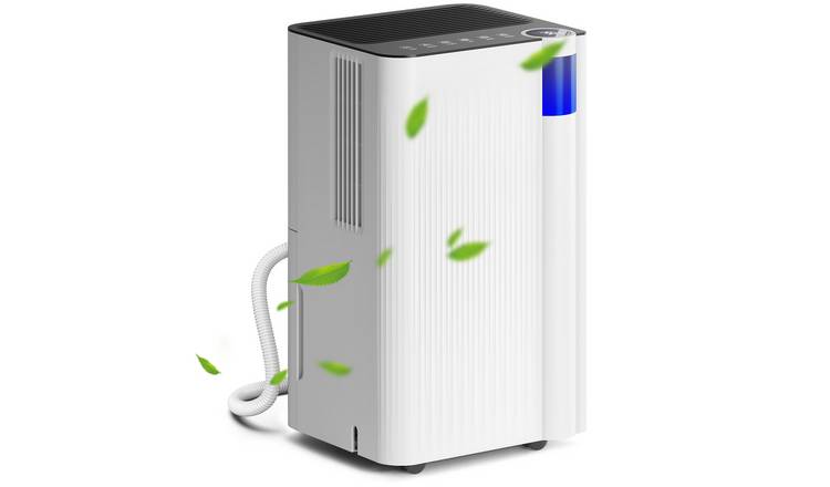 HOMCOM 12L/Day Dehumidifier, Low Noise Level, Continuous Drainage, 2L Container