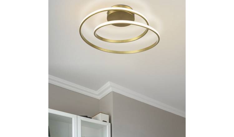 Cosylyte Alston Double Ring Integrated LED Modern Ceiling Light - Brushed Brass