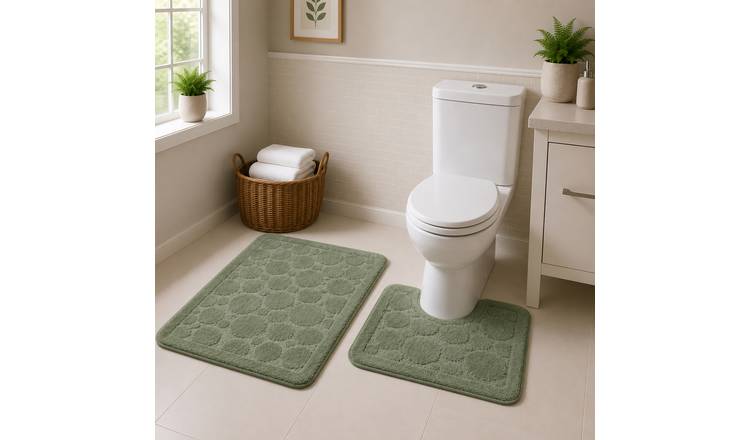 New Edge Blinds Cali Bath Mat & Pedestal Set - Forest Green