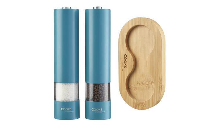 Cooks Professional Electric Salt and Pepper Mill Set with Base - Teal