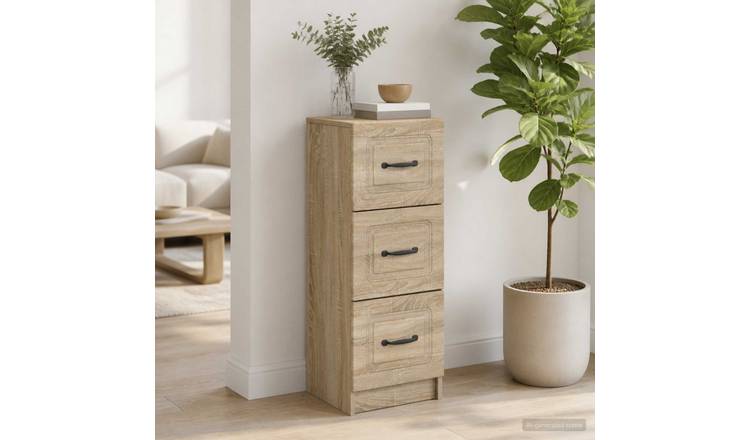 Walplus Engineered Wood Drawer Cabinet - Sonoma Oak - 33 x 34.5 x 87 cm