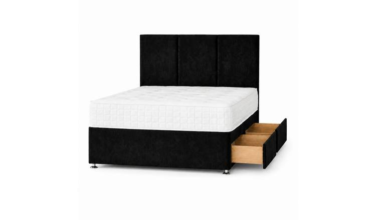 Comfy Deluxe 6ft Super King    2 Drawer Plush Velvet Divan Bed Set -  Black