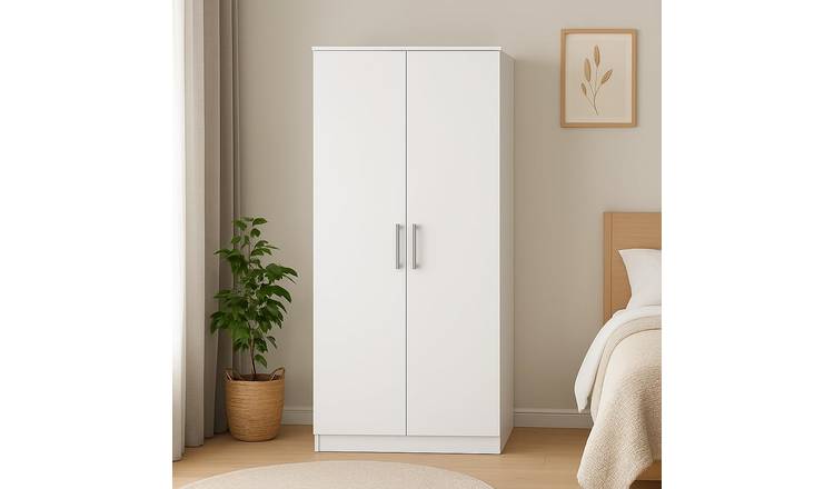 Home Treats 2 Door Wardrobe With Shelf - White