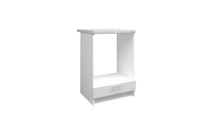 JD Greta 600mm Base Oven Cabinet with Front & Worktop - White Gloss