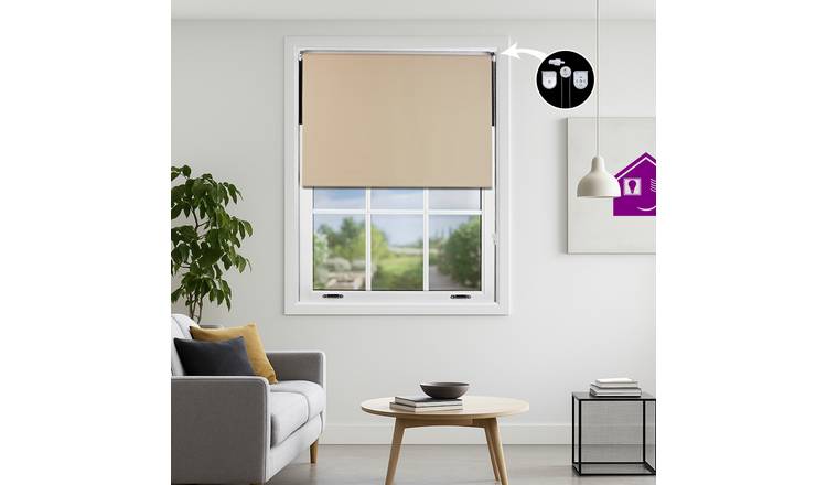 Furnished Cappuccino Blackout Roller Blind with Metal Fittings - 50 x 165cm