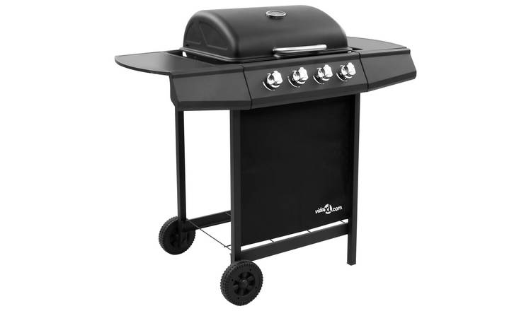 Walplus Gas BBQ Grill with 4 Burners - Black - 107.5 x 55 x 96.5 cm