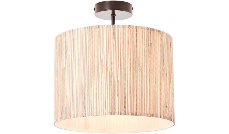 Loops Direct Seagrass Semi Flush Light - Natural Seagrass and Matt Black