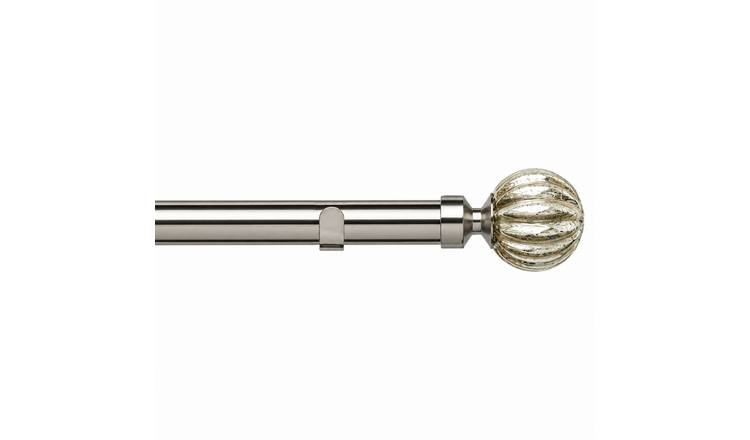 New Edge Blinds 28mm Satin Silver Dynasty Fixed Eyelet Curtain Pole - 340cm