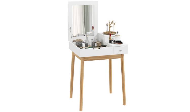 HOMCOM Dressing Table with Flip-up Mirror and 2 Drawers - White