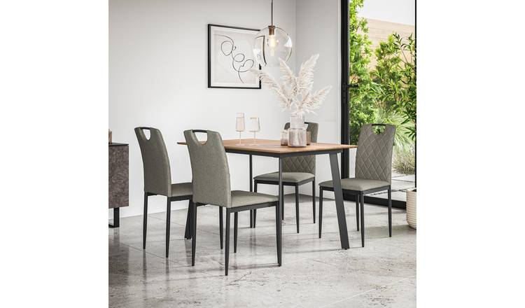 Furniture Online Haydon Monza Oak Effect Dining Table & 6 Grey Chairs