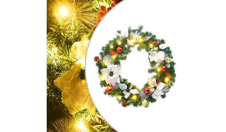 Walplus PVC Christmas Wreath with LED Lights - Green - 60 cm