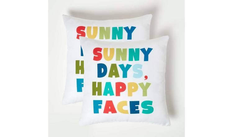Homescapes Pack of 2 Sunny Days Outdoor Cushion - Multicoloured