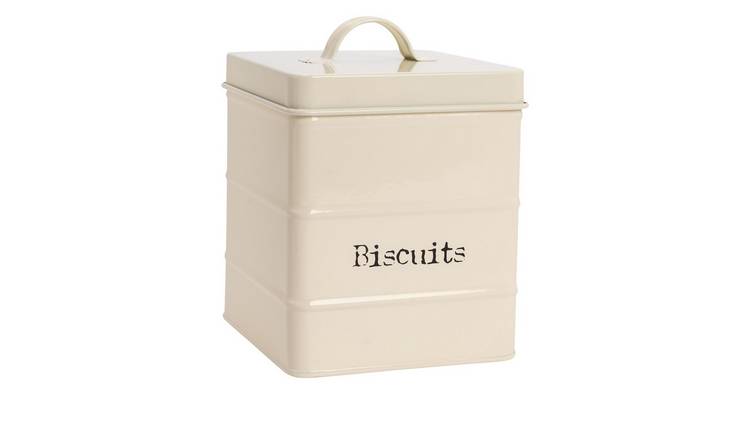 Harbour Housewares Vintage Metal Kitchen Biscuit Tin - Cream