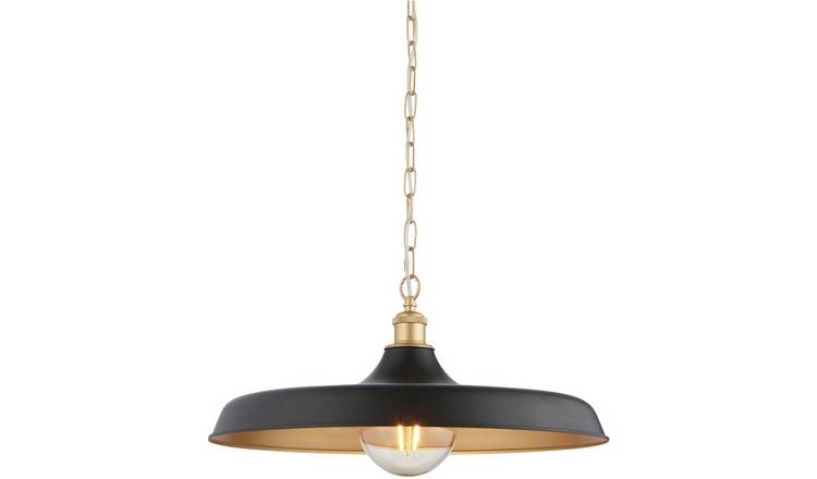 Loops Direct Steel Hanging Ceiling Pendant Light - Matt Black and Satin Gold