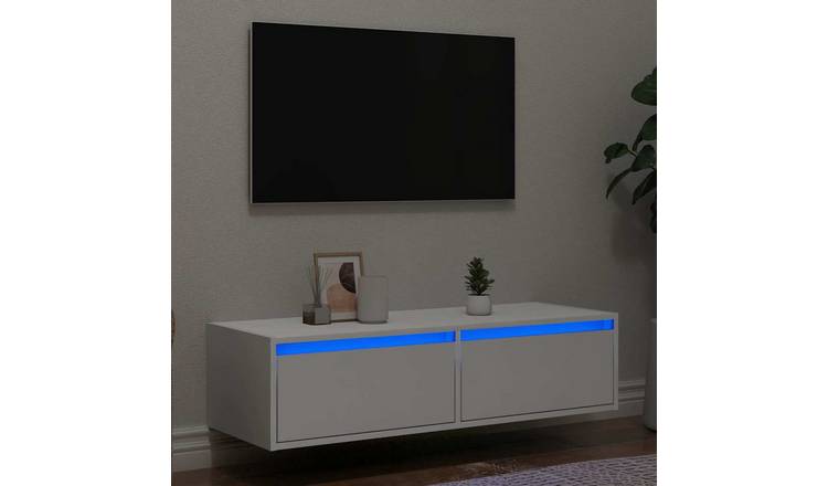 Walplus LED Engineered Wood TV Cabinet - White - 100 x 35.5 x 25 cm