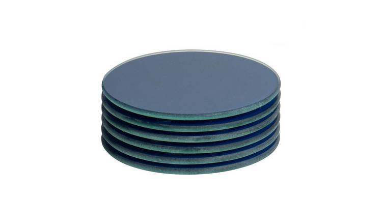 Harbour Housewares Glass Round Coasters - Hague Blue - Pack of 6