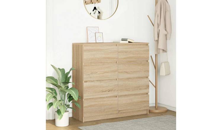 Walplus Engineered Wood Sideboard - Light Oak - 100 x 35 x 99 cm
