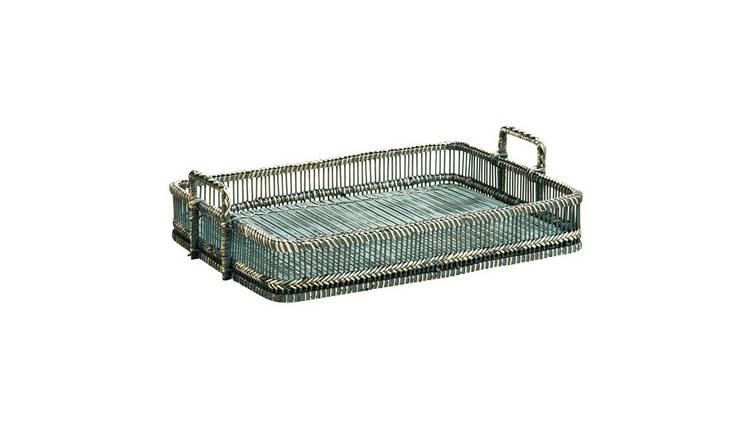 Orsina Ezell Rattan and Bamboo Rectangular Tray – Grey Washed