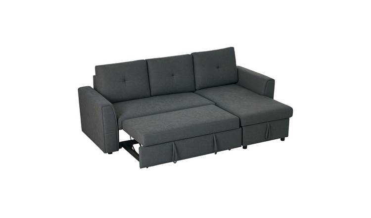 HOMCOM 3 Seater L Shaped Sofa Bed for Living Room - Dark Grey