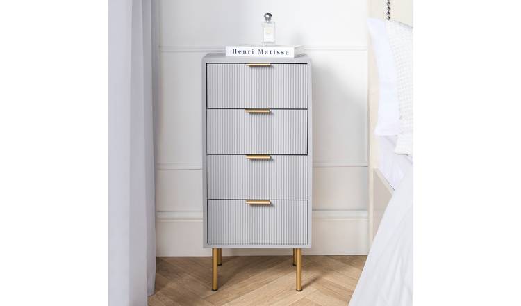 OHS Ribbed Engineered Wood 4 Drawer Unit - Grey