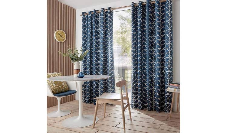 Orla Kiely Linear Stem Eyelet Curtains - Whale Blue - 168 x 229cm