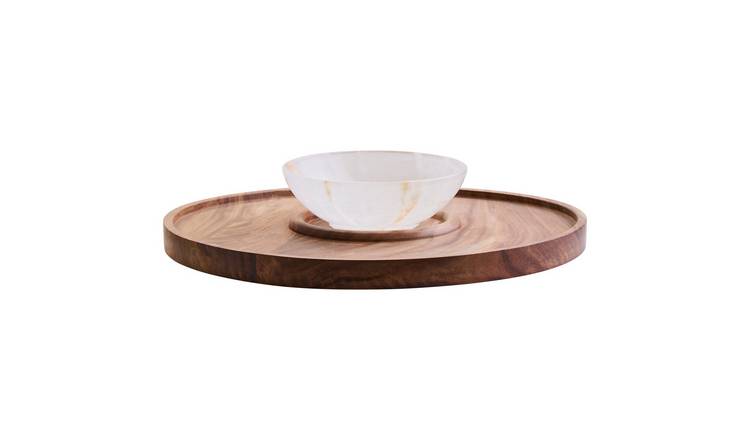 Orsina Kora Acacia Wood And Onyx Chip And Dip Platter - Two Tone