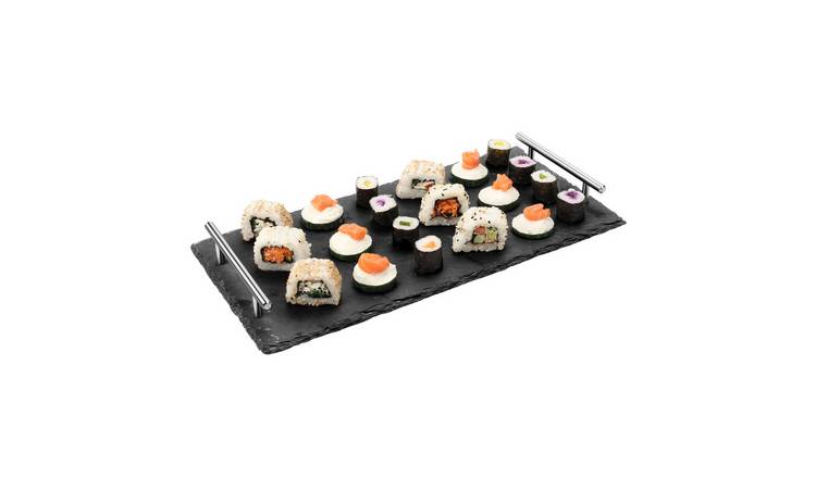 Orsina Preto Slate Tray With Stainless Steel Handles