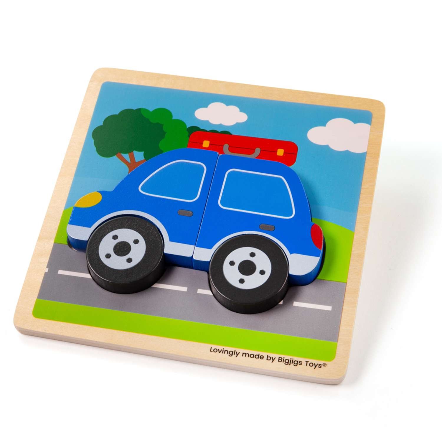 Bigjigs Toys Chunky Lift Out Car Puzzle - 10 Months + - Image 1