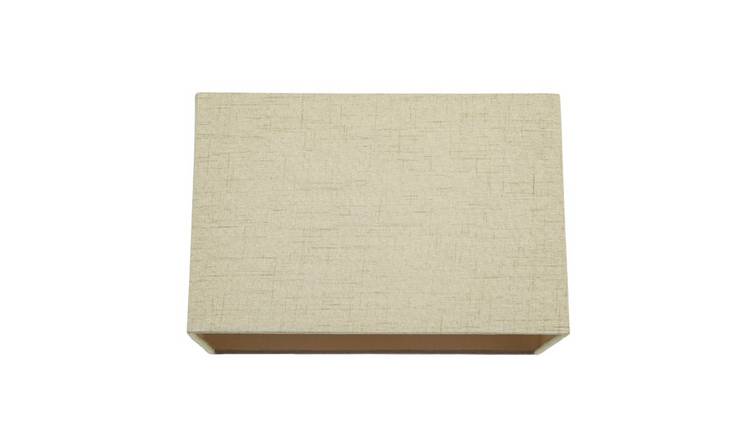 Happy Homewares Sleek Taupe Linen Fabric Rectangular Lampshade - 30cm