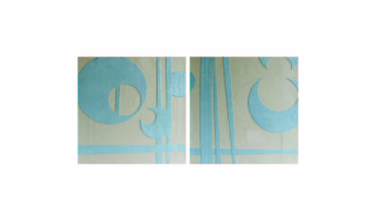 Orsina Suede Leather Canvas Set of 2 Square & Prints - Blue and Cream