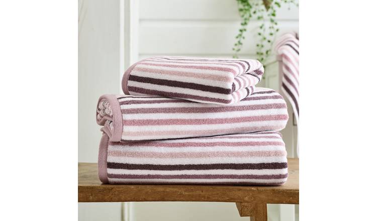Deyongs Bliss Linear Stripe Cotton Bath Towel - Pink