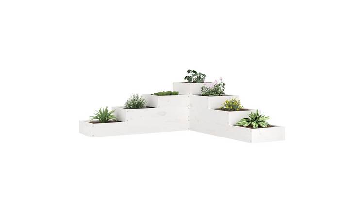 Walplus Wood Garden Planter - White - 106 x 104.5 x 36 cm