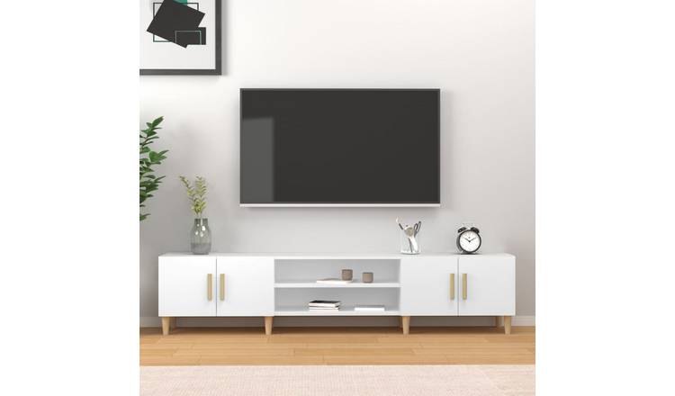 Walplus Solid Wood TV Cabinet - White - 180 x 31.5 x 40 cm