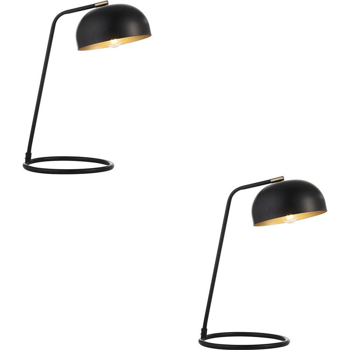 Loops Direct Pack of 2 Steel LED Table Lamp - Matt Black - Image 1