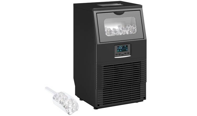 HOMCOM Stainless Steel Commercial Ice Maker with Digital Control - Black