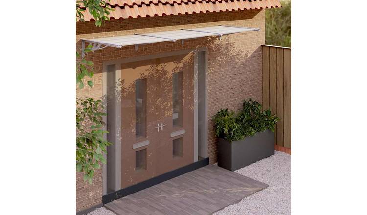 Walplus Polycarbonate Door Canopy - Grey and Transparent - 358.5 x 90 x 27.5 cm