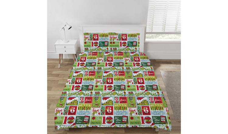 The Grinch 12 Days of Christmas Multicoloured Duvet Cover Set - Double
