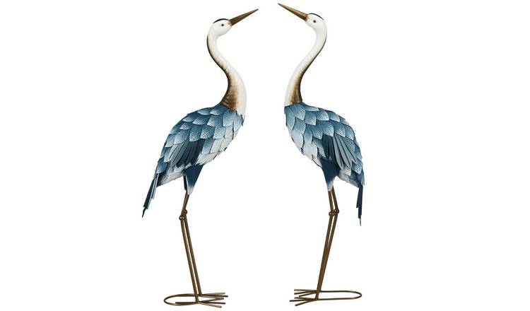 Outsunny 2 Steel Crane Garden Ornaments Set - Multi Colour